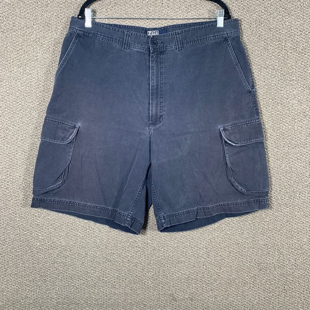 Polo Ralph Lauren Mens Cargo Shorts 38 Blue Pockets Flat Front Classic Preppy